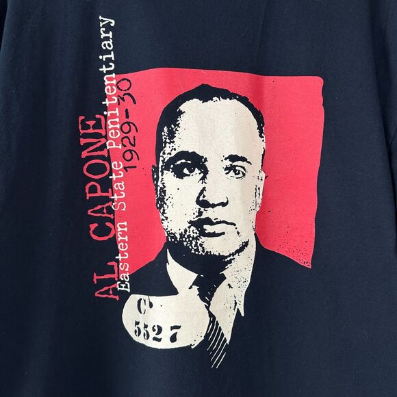 Vintage Al Capone Mugshot T-Shirt XL Black Gangster Mafia Chicago Mob Tee - Picture 4 of 8
